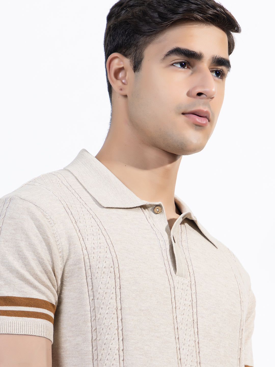 602 Textured Knit Polo I Oatmeal