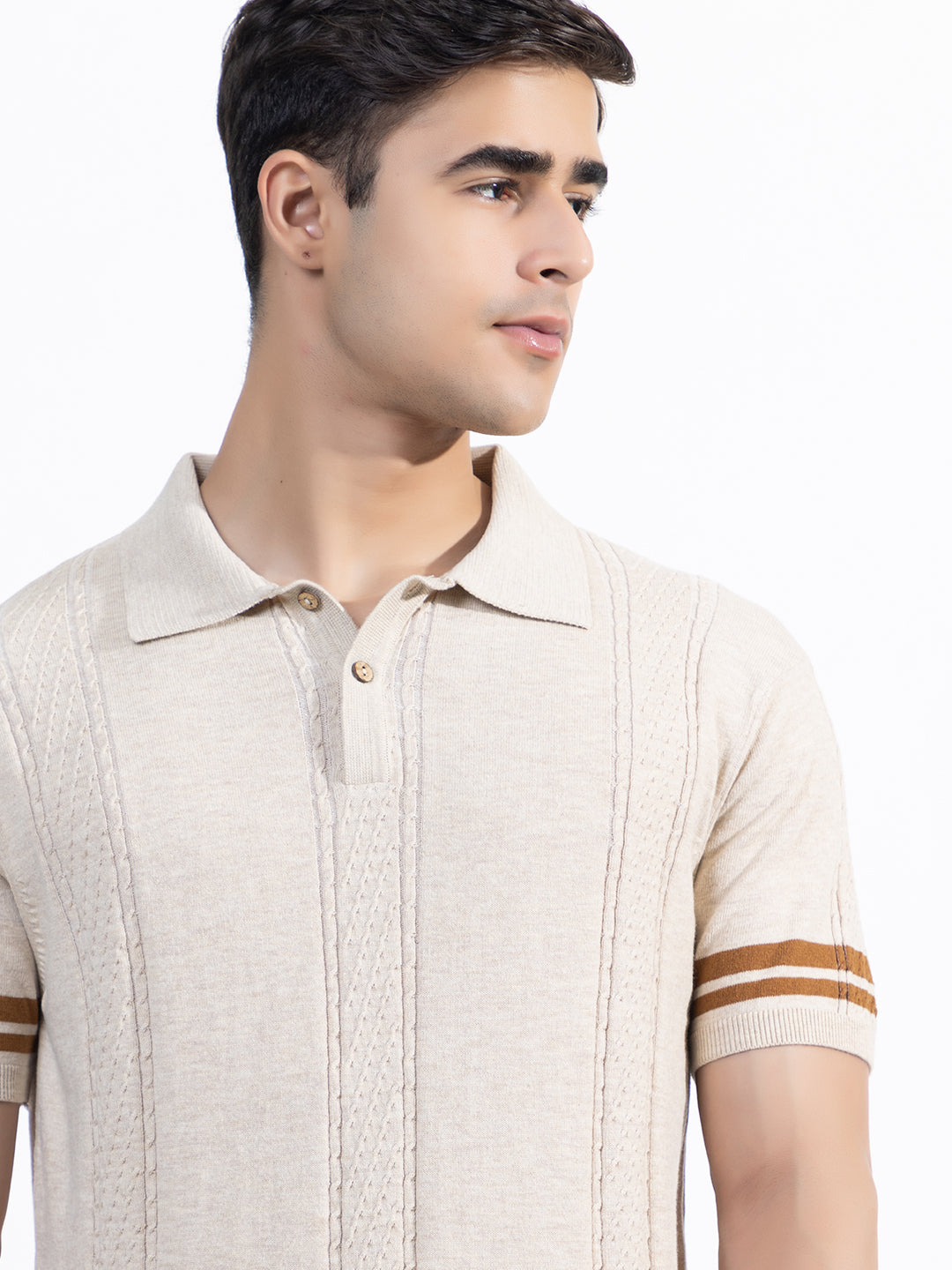 602 Textured Knit Polo I Oatmeal