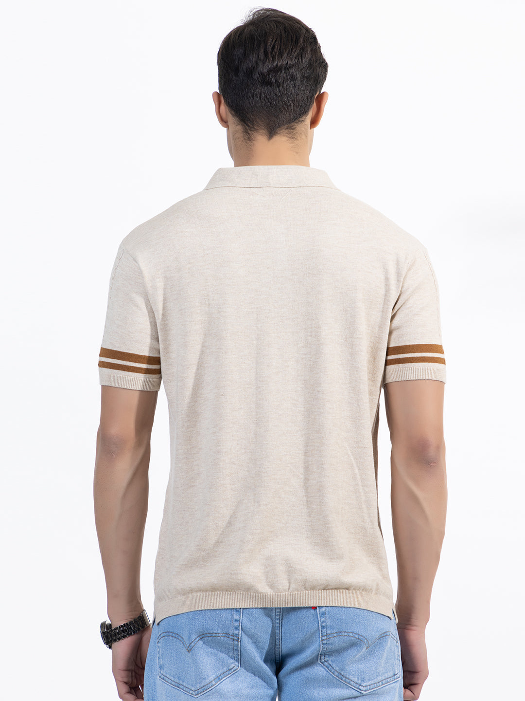 602 Textured Knit Polo I Oatmeal