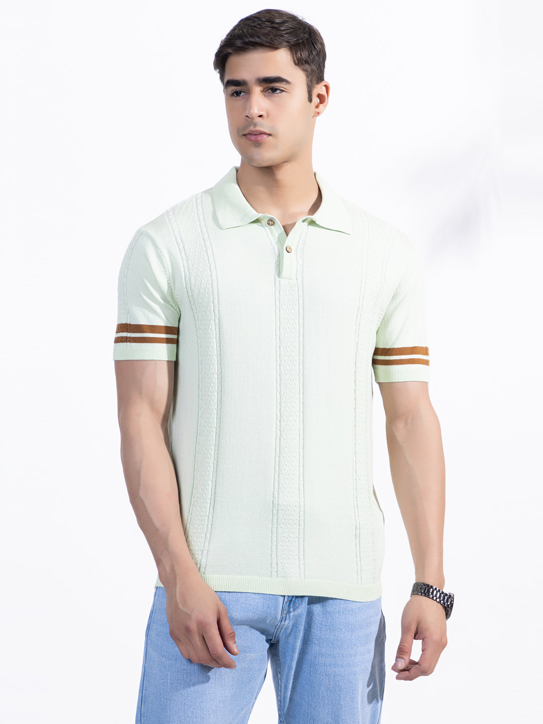 602 Textured Knit Polo I Mint Green