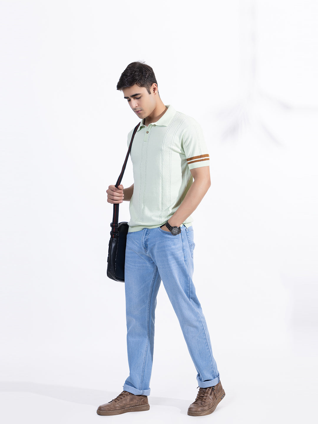 602 Textured Knit Polo I Mint Green