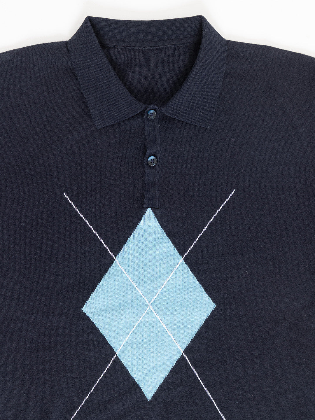 609 Argyle Knit Polo T-shirt I Navy