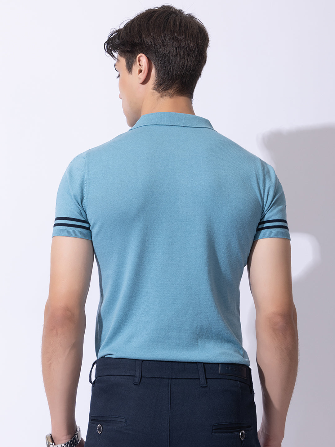 602 Textured Knit Polo I Aqua Blue