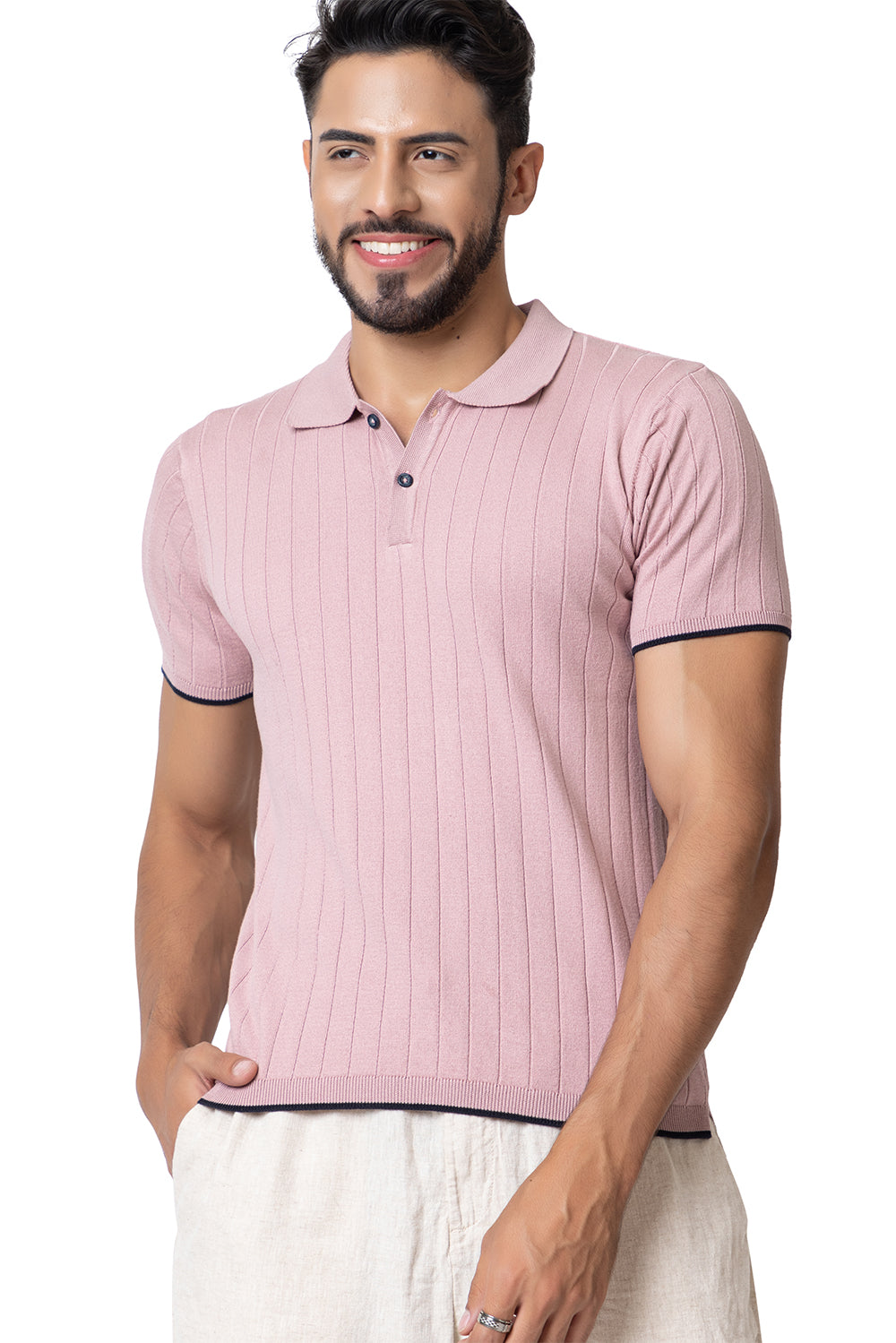 601 Rib Knit Polo I Lavendar