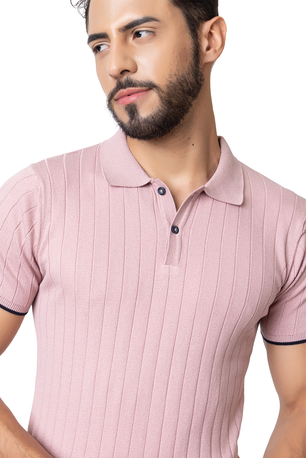 601 Rib Knit Polo I Lavendar