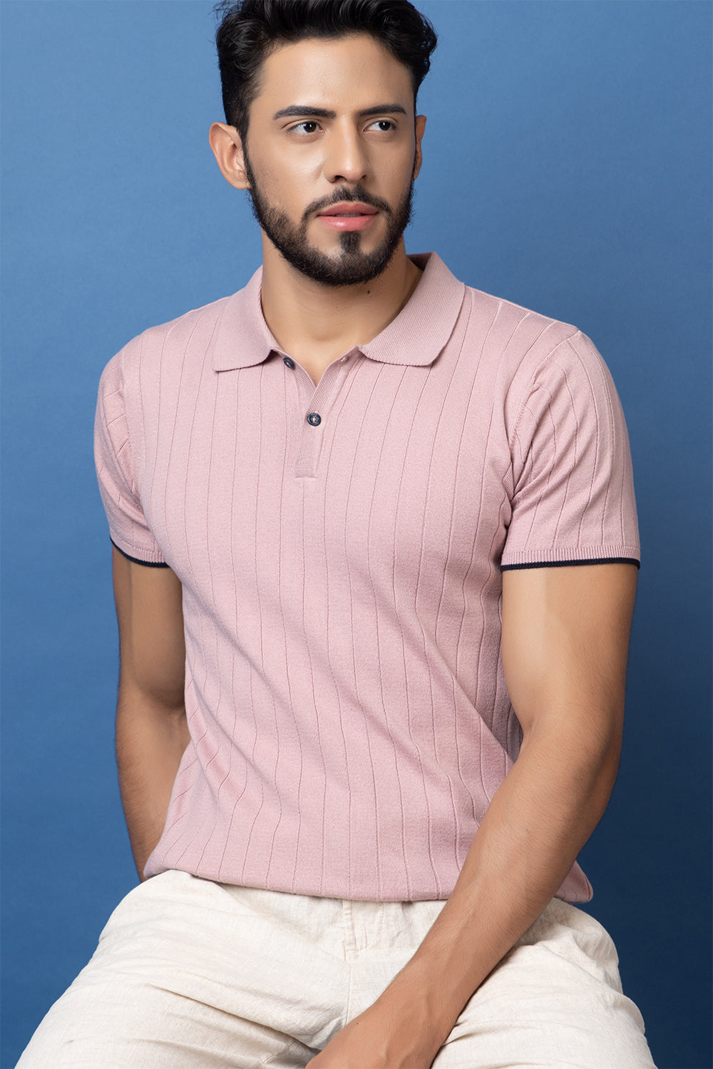 601 Rib Knit Polo I Lavendar