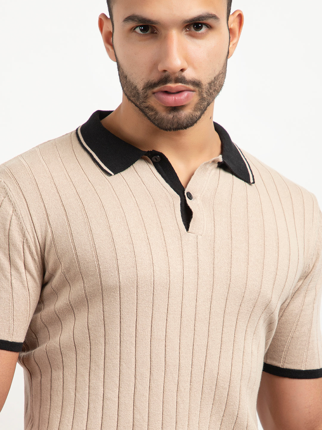 601 Rib Knit Polo I Oatmeal