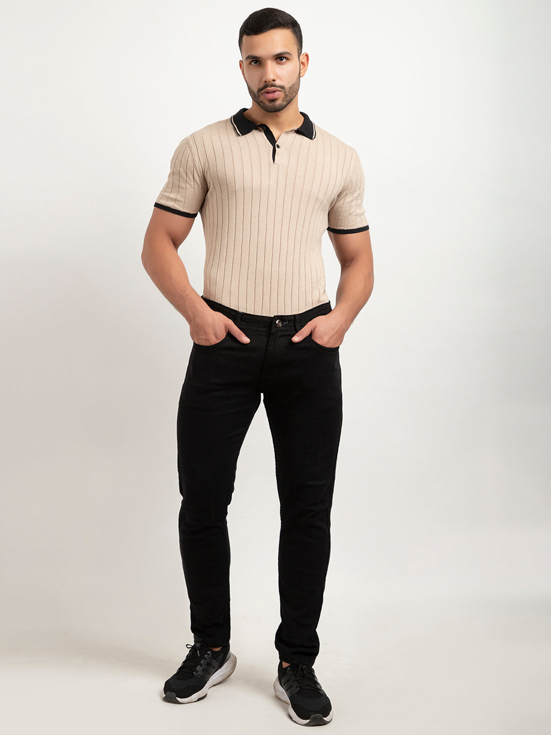 601 Rib Knit Polo I Oatmeal