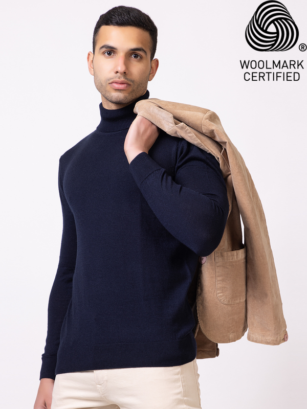 230 Turtle Neck Pullover I Wool I Woolmark Certified I Navy